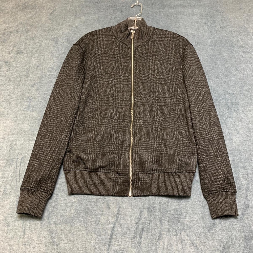Zara Sweater Men Small Gray Knitwear Streetwear Everyday Look Mock Neck Full Zip